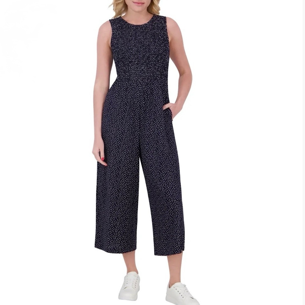 Andrew Marc Black and White Polkadot Jumpsuit